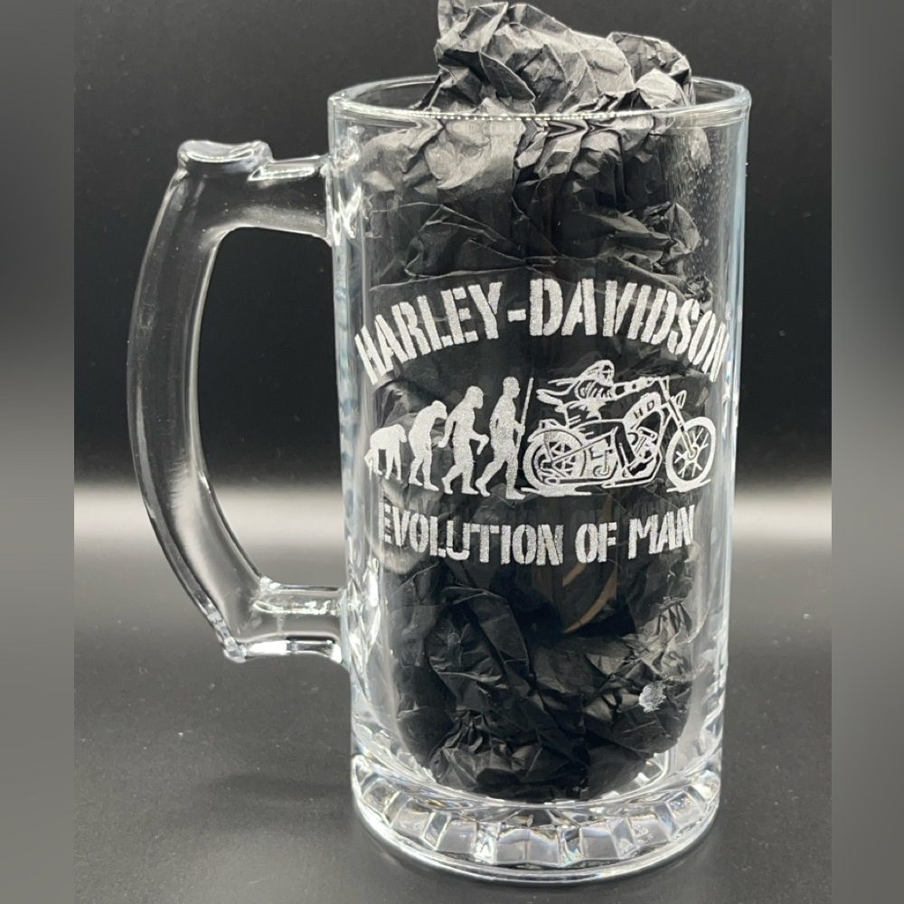 Harley Davidson - Evolution of Man Beer Mug 24oz | Collector’s Glass